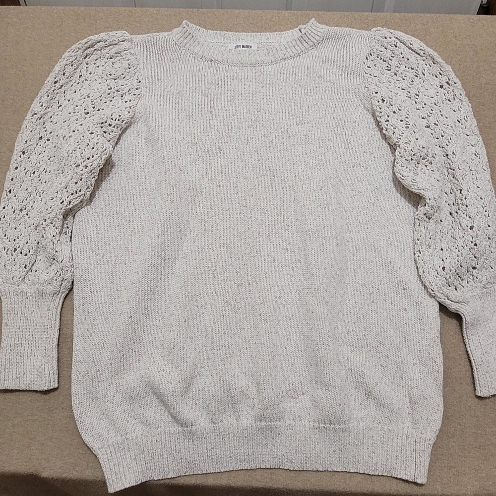 Steve Madden - "Gave Good Lace" Sweater - Crochet Sleeves - Women's XL